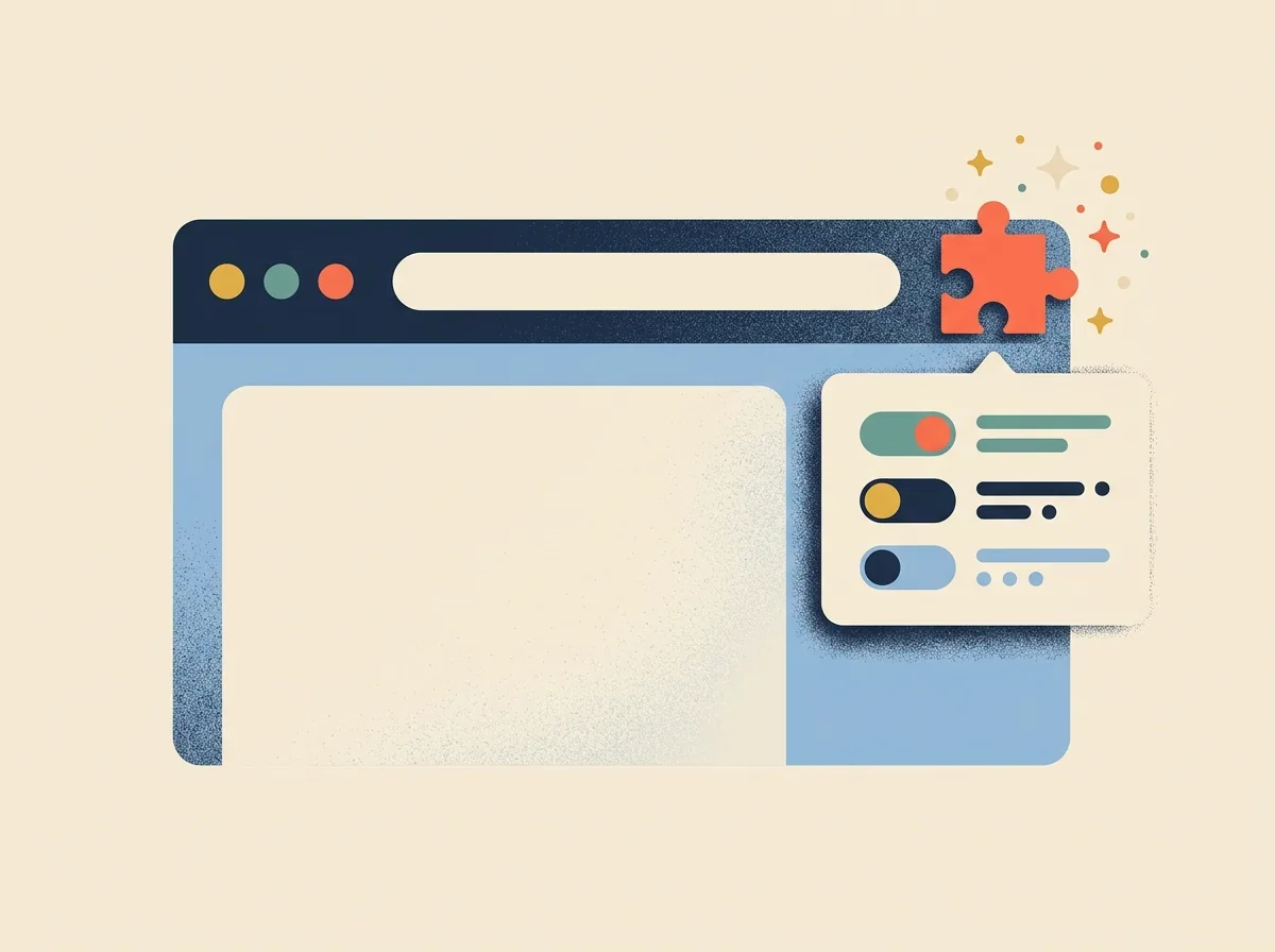 Illustration of a browser window with a puzzle-piece add-on
